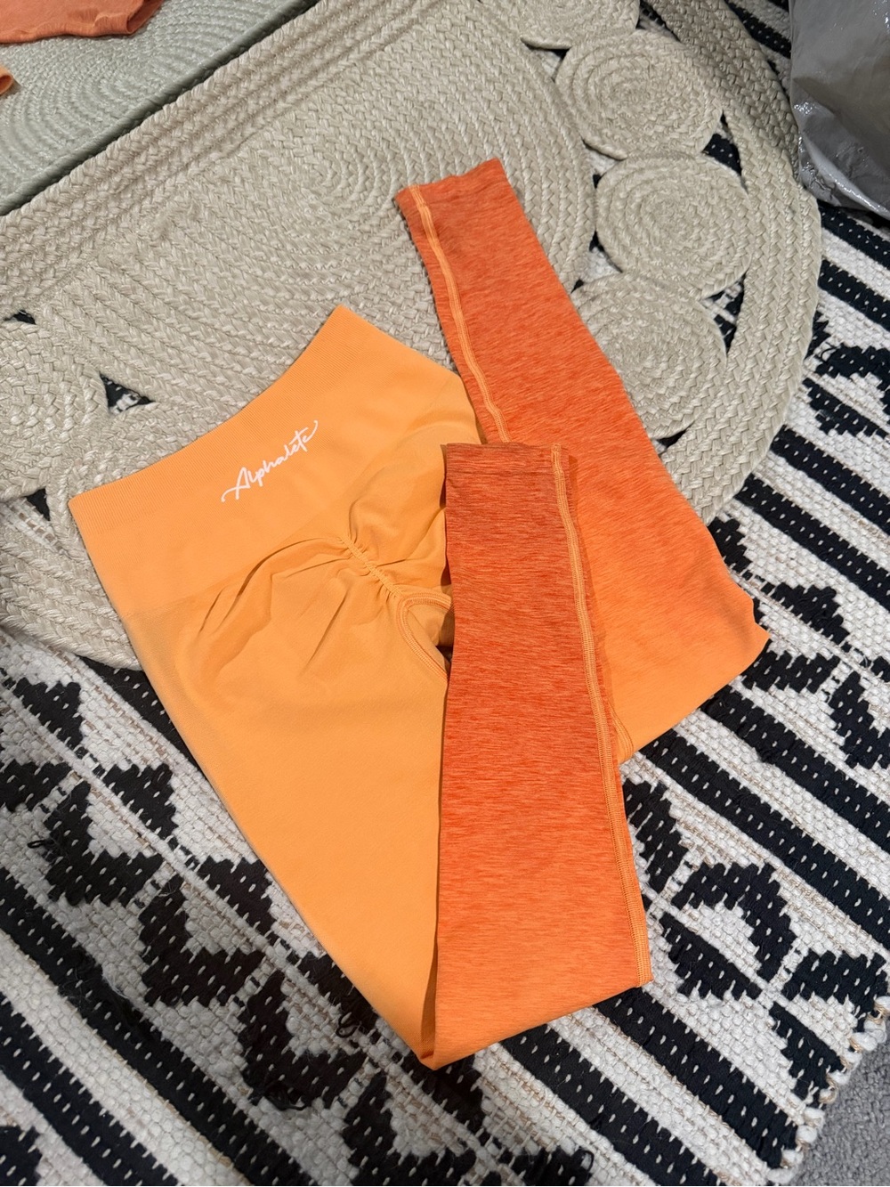 Alphalete Two-Tone Orange Cinch Leggings